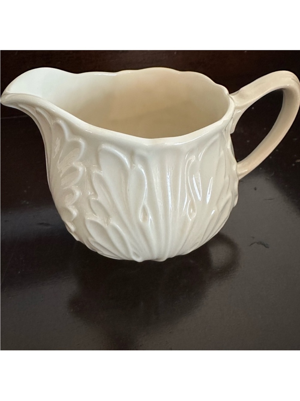 Lenox Cream Floral-Relief Ceramic Pitcher